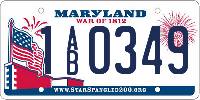 MD license plate 1AB0349