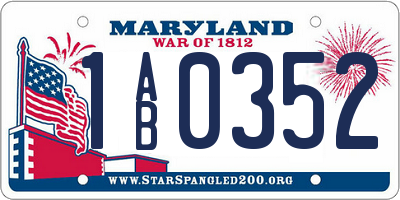 MD license plate 1AB0352