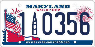 MD license plate 1AB0356