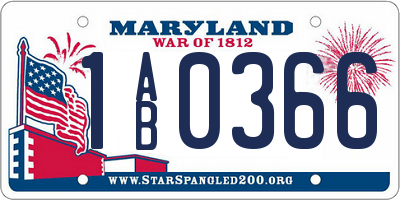 MD license plate 1AB0366