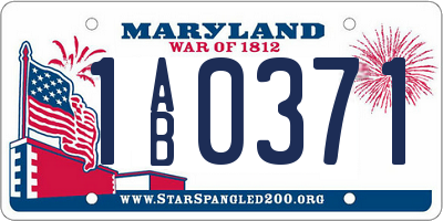 MD license plate 1AB0371