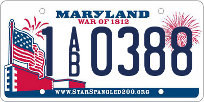 MD license plate 1AB0388