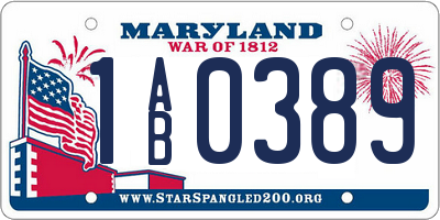 MD license plate 1AB0389