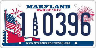 MD license plate 1AB0396