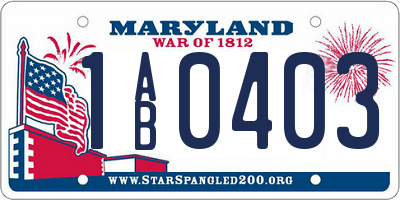 MD license plate 1AB0403