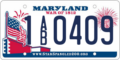 MD license plate 1AB0409