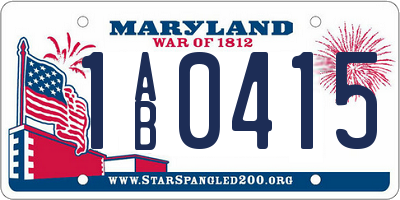 MD license plate 1AB0415