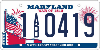 MD license plate 1AB0419