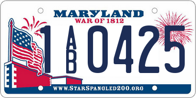 MD license plate 1AB0425