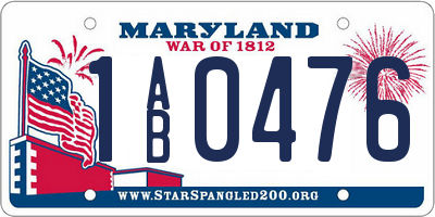 MD license plate 1AB0476