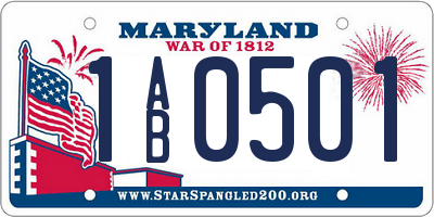 MD license plate 1AB0501