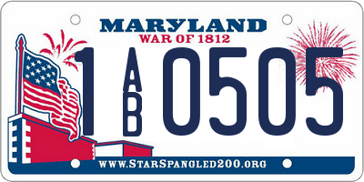 MD license plate 1AB0505