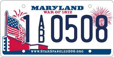 MD license plate 1AB0508