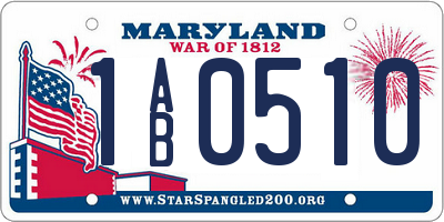 MD license plate 1AB0510