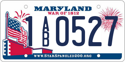MD license plate 1AB0527