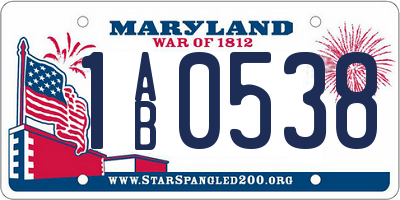 MD license plate 1AB0538