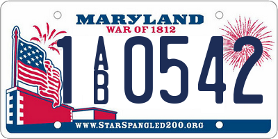MD license plate 1AB0542