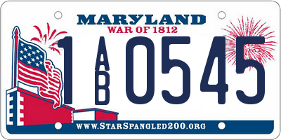 MD license plate 1AB0545