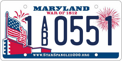 MD license plate 1AB0551