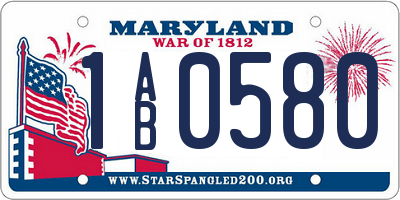 MD license plate 1AB0580