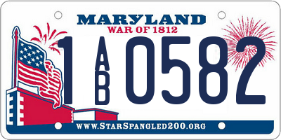 MD license plate 1AB0582