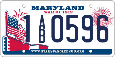 MD license plate 1AB0596