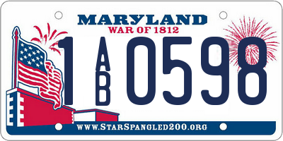 MD license plate 1AB0598