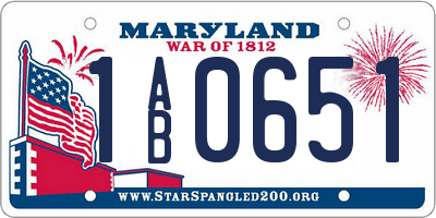 MD license plate 1AB0651