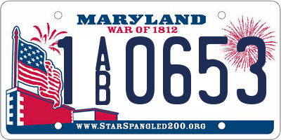 MD license plate 1AB0653