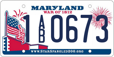 MD license plate 1AB0673