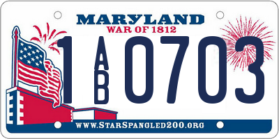 MD license plate 1AB0703
