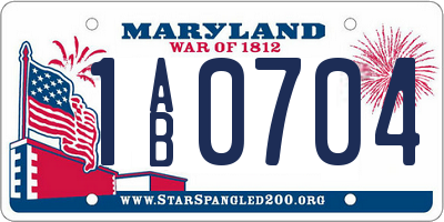 MD license plate 1AB0704