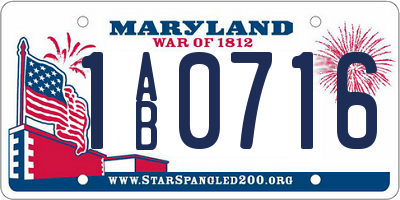 MD license plate 1AB0716