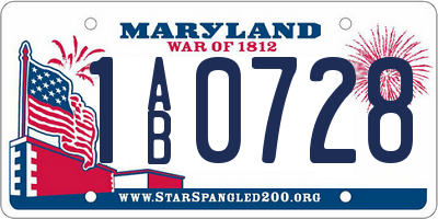 MD license plate 1AB0728