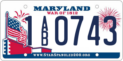 MD license plate 1AB0743