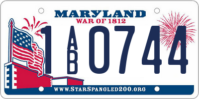 MD license plate 1AB0744