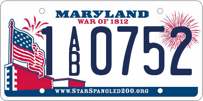 MD license plate 1AB0752