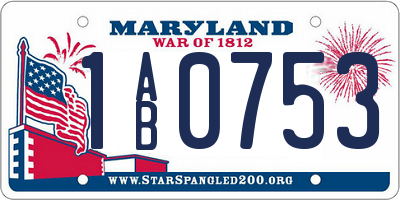 MD license plate 1AB0753