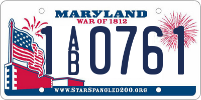 MD license plate 1AB0761