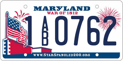 MD license plate 1AB0762