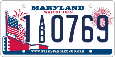 MD license plate 1AB0769