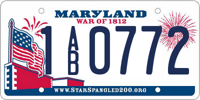 MD license plate 1AB0772
