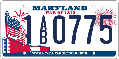 MD license plate 1AB0775