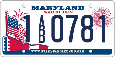 MD license plate 1AB0781