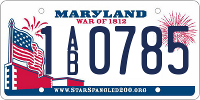 MD license plate 1AB0785