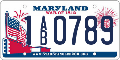 MD license plate 1AB0789
