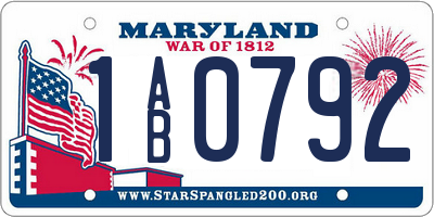 MD license plate 1AB0792