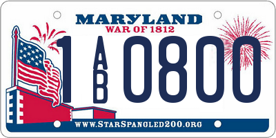 MD license plate 1AB0800
