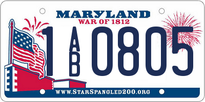 MD license plate 1AB0805