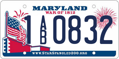 MD license plate 1AB0832